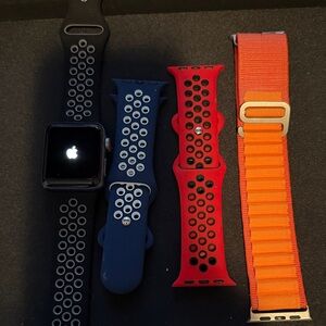 Apple Watch 3 Nike edition with Black, Blue, Red, and Orange Bands
